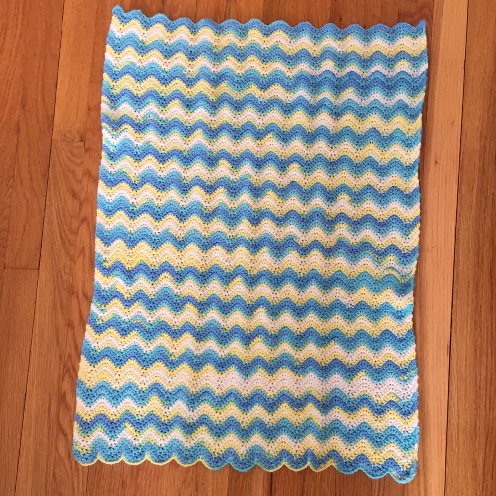 Blue, Yellow, White Baby Blanket - Picture 4 of 4